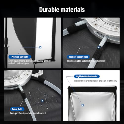 Soonpho 2 Pack 12x47/30x120cm Strip Softbox with Honeycomb Grid & Diffusers, Quick Release Bowens Mount Softbox for Godox SL60W SL60IID, SL60IIBI, for Neewer CB60B FS150B CB100C, for Amaran 200x S - image 6