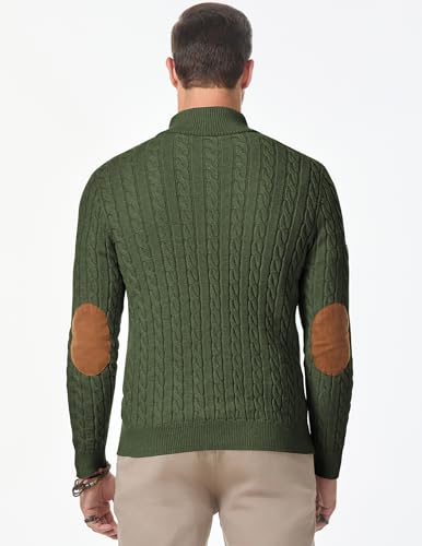 JMIERR Men's Cable Knit Pullover Sweater Casual Long Sleeve Stand Collar Button Knitted Sweaters - Image 5