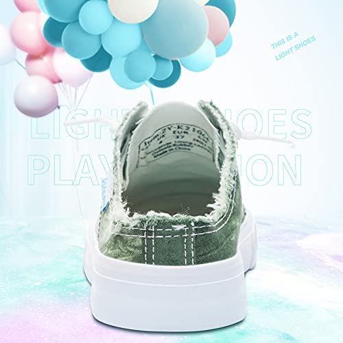Obtaom Women Canvas Mules Memory Foam Clipper Fashion Sneakers Comfortable Slip-On Mule Backless Shoe（Green Us5） #TOP4