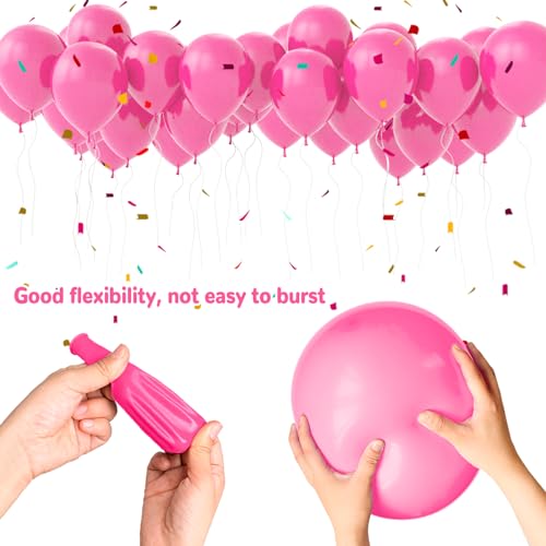 Image of Pink Balloons 100 pcs 12 Inch Matte Pink Balloon for Baby Shower Valentine's Day Princess Bachelorette Birthday Party Decorations