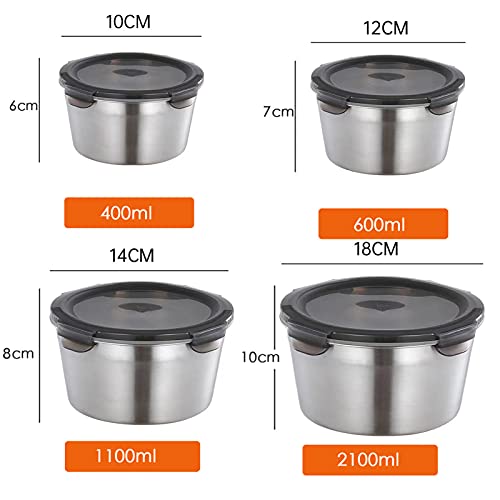 giveyoulucky 400 ml/600 ml/1100 ml/2100 ml Lancheira Tampa Selada Superfície Suave Antiferrugem Aço