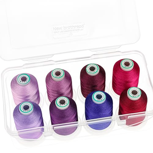 New brothread - 20 Options - 8 Snap Spools of 1000m Each Polyester Embroidery Machine Thread with Clear Plastic Storage Box for Embroidery & Quilting - Different Purple by New brothread - Used condition - US$12.61