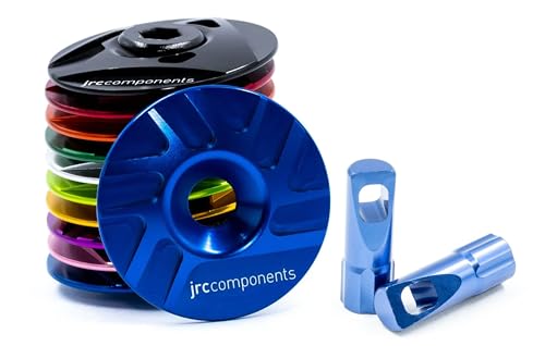 JRC Components Headset Stem Top Cap & Valve Cap Bundle – Lightweight 6061-T6 Aluminium Stem Top Cap with Bolt (1-1/8") & Presta Compatible Valve Cap Set | Road & MTB