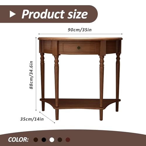Mesa consola de madera maciza rústica con cajón elegante para pasillo 3