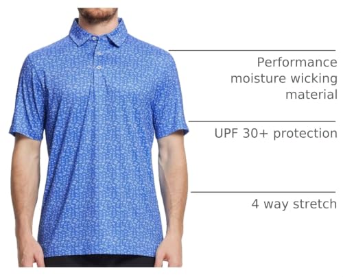 Image of Golf Shirts for Men Dry Fit Short Sleeve Print Performance Moisture Wicking Polo Shirt