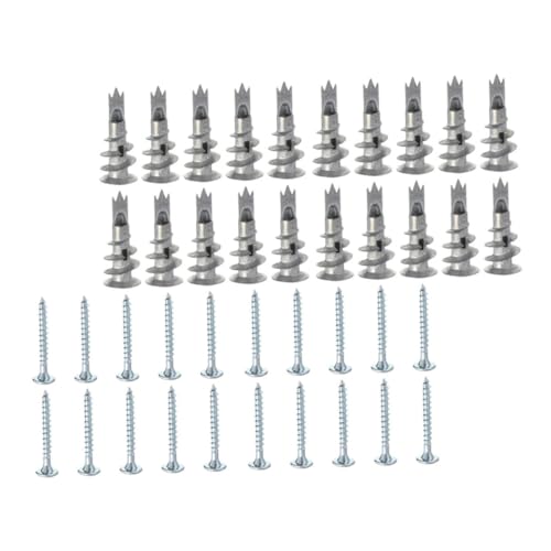 STOBAZA 50 Sets Self Drilling Wall Anchors with Creative Fixing Screws for Easy Installation of Mirrors and Picture Frames High Toughness Silver Finish