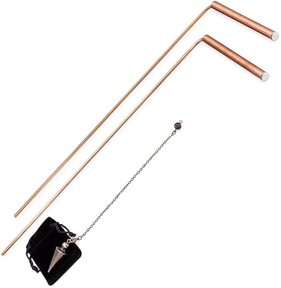 Copper Dowsing Rod And Pendulum Kit, 99.9% Pure Copper Divination Tool, Telescopic Design For Water Finding, Mineral Detection, Energy Therapy