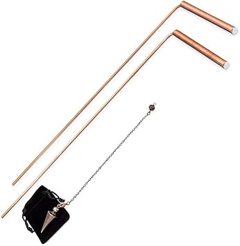 Copper Dowsing Rod And Pendulum Kit, 99.9% Pure Copper Divination Tool, Telescopic Design For Water Finding, Mineral Detection, Energy Therapy
