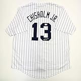Autographed/Signed Jazz Chisholm Jr. New York Pinstripe Baseball Jersey Beckett BAS COA