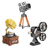Brihappen Ensemble de Construction de modèle Vintage 3 en 1 pour Adultes, Filles et garçons de 14 +, modèle rétro de phonographe, projecteur et Appareil Photo à Collectionner, Cadeaux créatifs