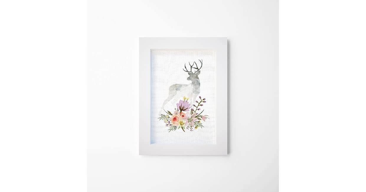 Décoration murale salon avec ce tableau de cerfs et fleurs Homemania