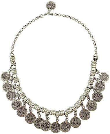 Zealmer Women Gypsy Vintage Silver Coin Collar Necklace