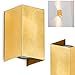 Produktbild Wandlampe Matera aus Metall in Gold, rechteckige Wandleuchte mit Lichtspiel an der Wand, 2 x G10, max. 50 Watt, Innenwandleuchte in Blattgold-Optik mit Up & Down-Effekt, geeignet für LED Leuchtmittel