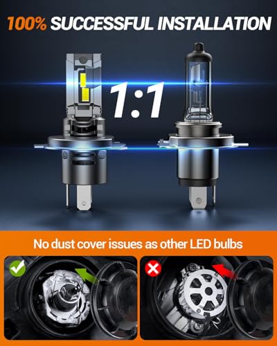 Image of SEALIGHT H4 /9003 /HB2 Bulb, 40,000LM Super Brighter,6500K Cool White H4 /9003 /HB2 Bulbs or Fog,3 Min Plug and Play Lights Combo, Replacement Shift Light Gauges, Pack of 2