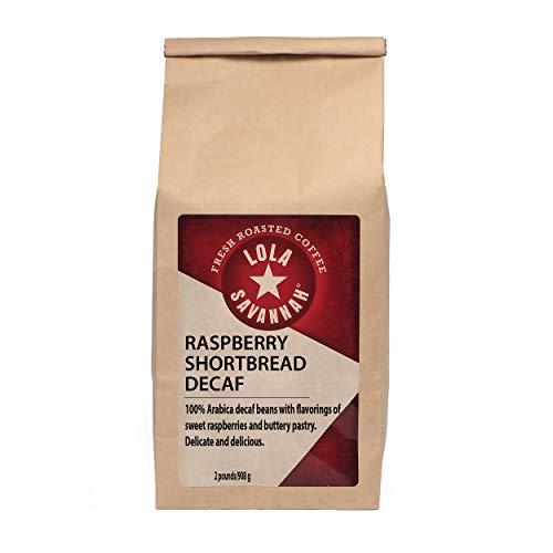 Lola Savannah Raspberry Shortbread Ground Coffee - Tart Raspberries Combined with Lightly Sweeten Shortbread | Decaf | 2lb Bag