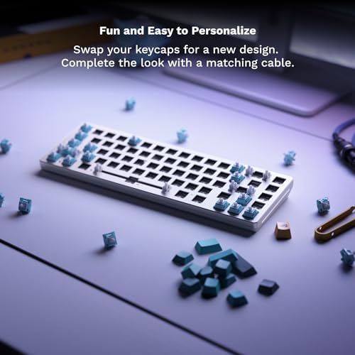 Glorious Gaming GMMK 2-65 Percent Keyboard - White Custom Layout - Compact Low-Profile - Hotswap w/Cherry Mx Style Switches - Incl. Double Shot Keycaps & Linear Switches - 4