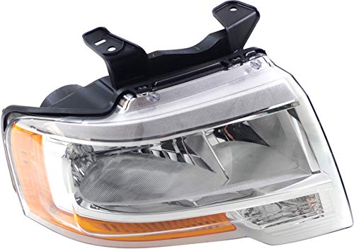 Evan-Fischer Headlight Assembly Compatible with 2015-2017 Ford Expedition Reflector Type Chrome Passenger Side