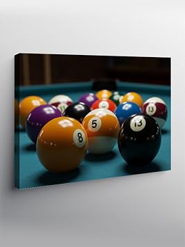 Tablo Mega Kanvas Tablo Bilardo Masas  Ve Renkli Toplar YTCNVS506049, 50 x 70
