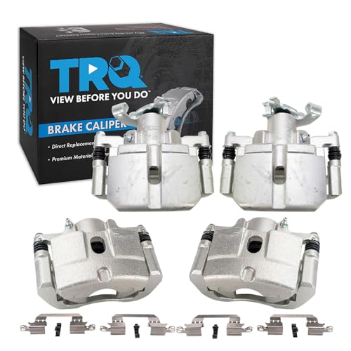 TRQ Front and Rear Brake Caliper Set Zinc Coated Brackets Hardware Compatible with 2013-2016 Dodge Dart