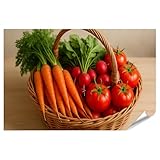 islandburner Poster Weidenkorb mit frischem Bio-Gemüse - 