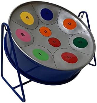 Steel Drum (Steelpan) 10 Inches with Easy Instructions for Beginners Rainbow Pitipan (Blue and Silver)