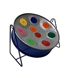 Steel Drum (Steelpan) 10 Inches with Easy Instructions for Beginners Rainbow Pitipan (Blue and Silve