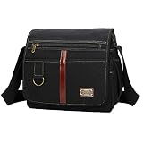 Picture of SUNSOMEN Canvas Messenger Bag Satchel Bag Crossbody Bag Shoulder Bag 14inch With Water Pocket (Black)