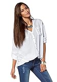  AJC Damen Oversize Bluse Weiß 36/38