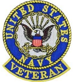 USN, United States Navy Veteran - Embroidered Patches, Premium Quality Iron On Patch - 3"