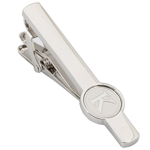 Dannyshi Men Tie Clip 2.1 Inch Silver Plated Stainless 26 Letters A-Z + Gift Box (Silver-K) #TOP5
