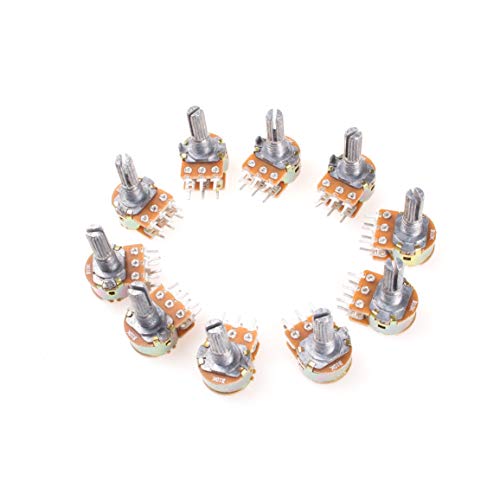 ANGEEK 10 stücke WH148 B50K Dual-Stereo-6-Pin-Potentiometer mit Muttern Und Scheiben