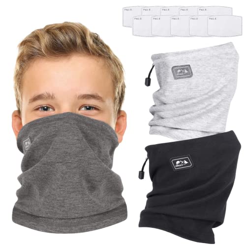 Omdex 3 Pack Kids Neck Warmer With Filter, Neck Gaiters For Boys Girls, Adjustable Reusable Blended Fabric Neck Covers For Cold Weather Out Door Sport, Ski,Fishing… #TOP1