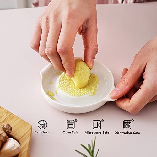 Ameolela Ceramics Grater Plate For Ginger, Garlic, Onion, Cheese, Lemon, Chocolate, Vegetables And Fruits For Kitchen, Set Of 2, White #TOP2