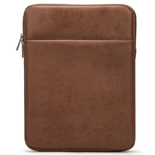 Kinmac 360° Protective Vertical Laptop Sleeve Case Cover Bag (Coffee PU, 13.5 inch-14 inch)