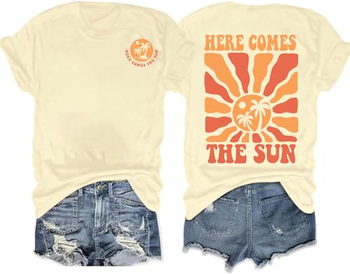 Womens Hawaiian Shirts Summer Casual Beach Sunshine Tropical T-Shirt Graphic Tees Short Sleeve Tops