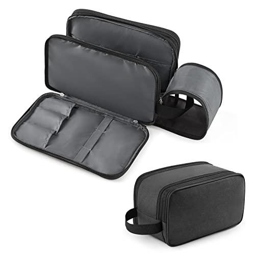 Lifewit Toiletry Bag for Men, Large Travel Shaving Dopp Kit with Double Zippers, Water-resistant Bathroom & Travel Organizer for Full Size Toiletries and Shaving Accessories, Black, Large