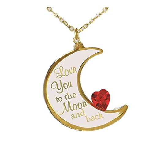 Roy Rose Jewelry Half Moon Glass Pendant Necklace Love You to The Moon and Back with 18" Chain Handcrafted with 22K Gold Accents by Glass Baron from