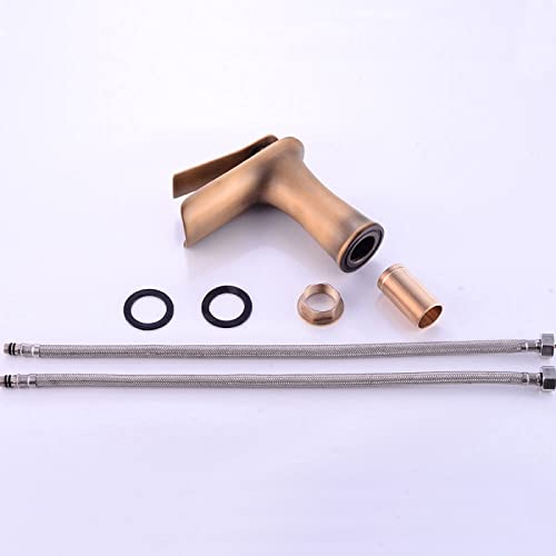 Grifo de lavabo cascada alto para evitar salpicaduras en baño 8