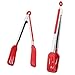 STARUBY Cooking Tongs 9 inches and 12 inches Stainless Steel Kitchen Silicone Serving Tong Heat Resistant Meat Turner Spatula Tong Fish Tongs with Locking Handle Joint (Red)