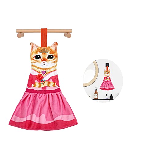 Funny Cat Hand Towel for Bathroom Kitchen, Hanging Decor Gifts for Women