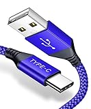 USB Type C Cable,JSAUX(2-Pack 6.6ft) USB-C to USB A Fast Charger Nylon Braided USB C Cord Compatible Samsung Galaxy S9 S8 Plus Note 9 8,Google Pixel XL,Moto Z Z2,LG V30 V20 G5 G6 USB C Devices(Blue)