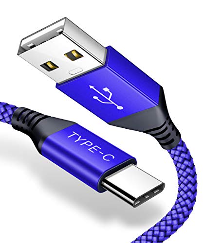 USB Type C Cable,JSAUX(2-Pack 6.6ft) USB-C to USB A Fast Charger Nylon Braided USB C Cord Compatible Samsung Galaxy S10 S9 S8 Plus Note 9 8(Blue)