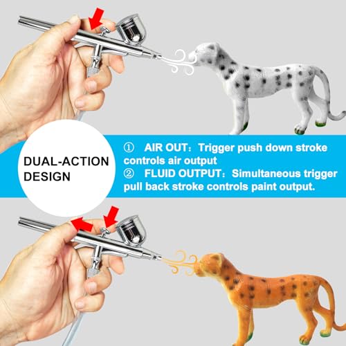 Air Brush 0.3mm Gravity Feed Dual-Action Airbrush Paint Spray Gun Kit Set Airbrush Kit Air Brush Painting Set for Nails Painting Art Craft