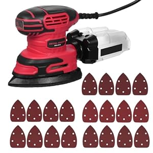 Lijadora Delta Sander 220W Lijadora 13000RPM Lijadora Orbital MúLtiple Con Recolector De Polvo, Lijadora Manual De 1,6 A Con 20 Papeles De Lija Para Madera
