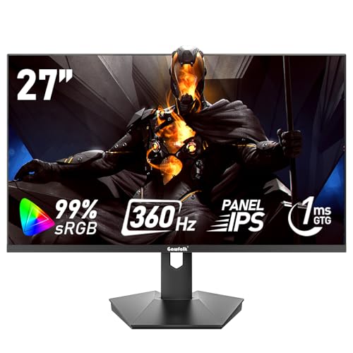 Gawfolk Écran PC IPS 27 Pouces, Moniteur Jeu 360Hz, 1ms, FreeSync, 99% sRGB，400cd/m²Haute luminosité, FHD, Angle Vision Large 178, HDMI, DisplayPort, Compatible avec Mural VESA100*100MM-Noir