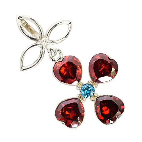 Collier pendentif quartz rouge véritable chaine argent sterling 925 femme