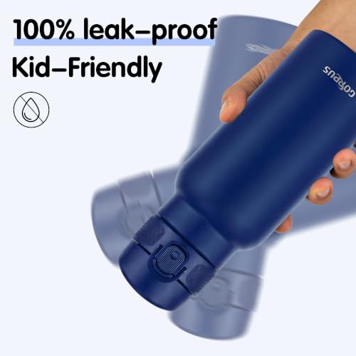 Image of GOPPUS 17oz Insulated Water Bottle with Leak-Proof Flip Lid & Carry Handle,Double-Wall Stainless Steel Bottle for School,Outdoor,and the Gym(Ink blue)