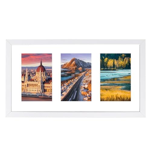 DMSELL 10 x 15 cm Bilderrahmen 3 Bilder 3 Aperture Fotorahmen 10 x 15 cm Bilderrahmen für 3 Fotos für Tischdisplay und Wanddekoration (Weiß)