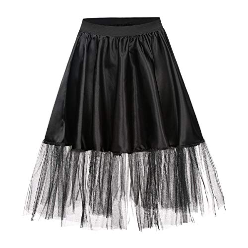 Kostümplanet® Petticoat schwarz mit Gummiband und Tüll Tutu Petti Coat schwarzer Unterrock