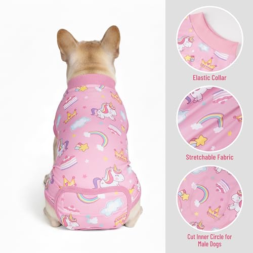 Image of cyeollo Recovery Suit for Dogs Surgery Suit Female Spay Soft Pet Onesie Bodysuit After Sugery Male Dog Neuter Pet Clothes Small Dogs Surgical Recovery Shirt, Unicorn M